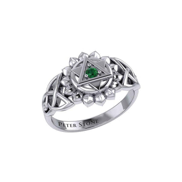 Anahata Heart Chakra with Celtic Designs Sterling Silver Ring TRI2340 - Jewelry